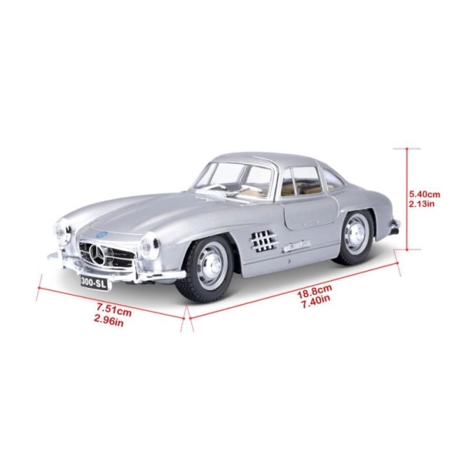 Bburago 1:24 Mercedes Benz 300SL srebrna 18-22023
