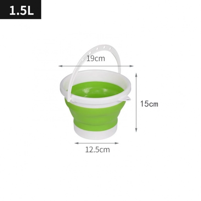 Silikonski zložljivi vedro 1,5 l - zelen in bel