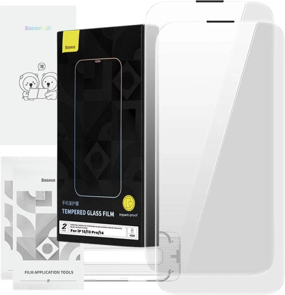 Kaljeno steklo BASEUS Corning s prašnim filtrom za iPhone 13/13 Pro/14