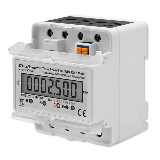 Trofazni elektronski števec električne energije | DIN letev | 400V | LCD | 4P