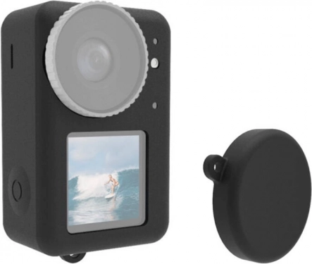 Silikonski ovitek PULUZ za DJI OSMO ACTION 3/4/5 PRO s pokrovčkom za objektiv – črn