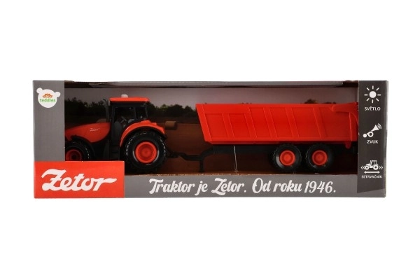 Rdeč traktor Zetor s prikolico z zvočnimi in svetlobnimi učinki - 36 cm