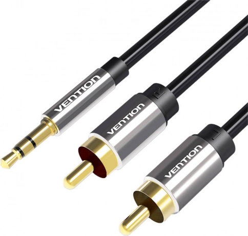 Avdio kabel 2xRCA na 3,5 mm Vention BCFBD 0,5 m (črn)