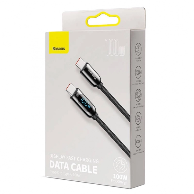 USB-C kabel za prikaz USB-C Baseus, 100 W, 2 m (črna)
