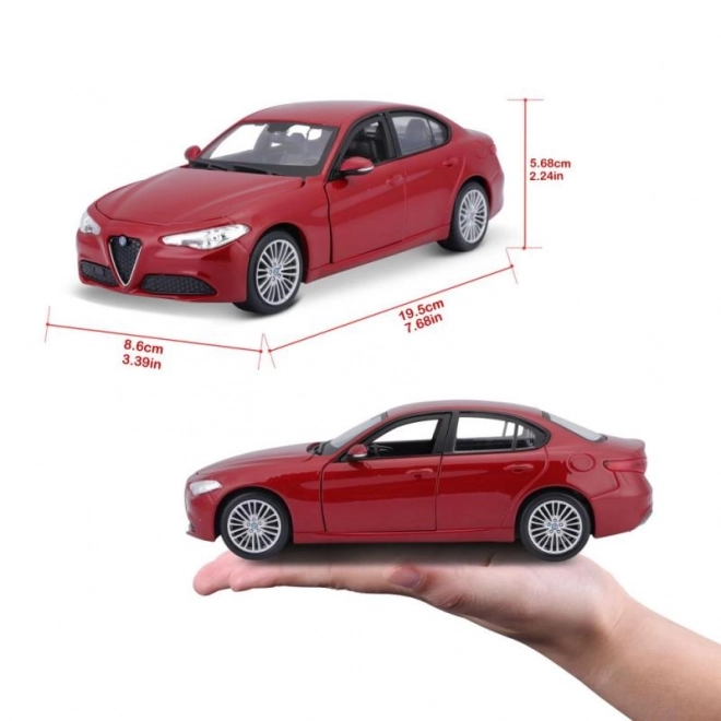 Bburago 1:24 Alfa Romeo Giulia (2016) Metalik rdeča 18-21080