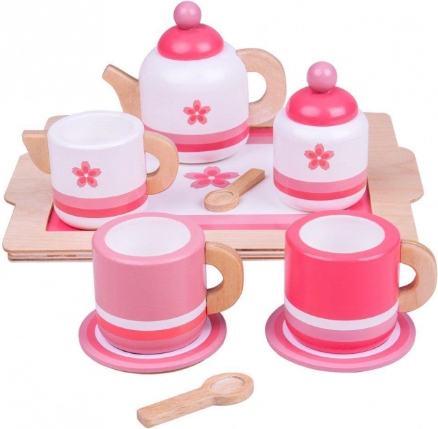 Lesena čajna garnitura roza Bigjigs Toys