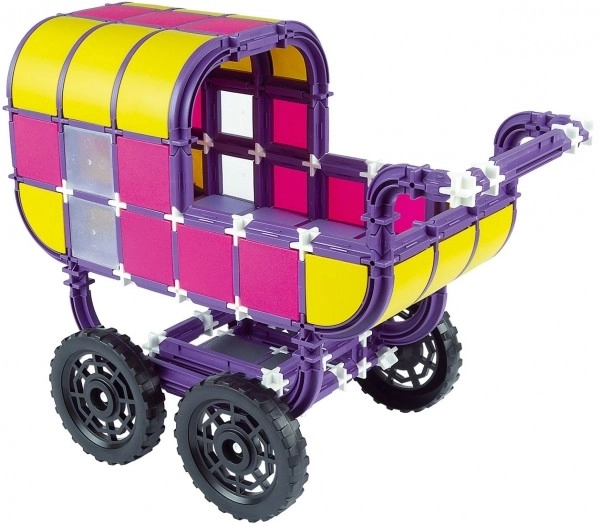 Gradbeni set SEVA DRUŽINA Voziček plast 293 delov v škatli 35x33x5cm 4+