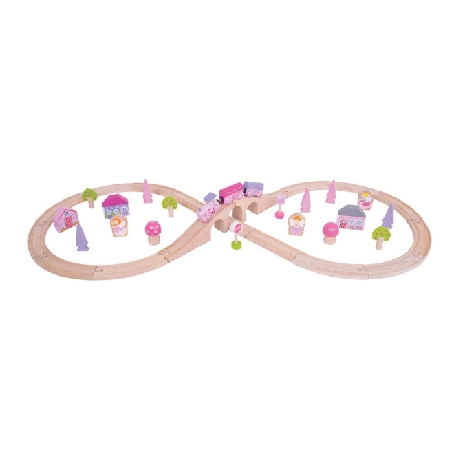 Bigjigs Rail Lesena vlakovna proga za princese 35 delov