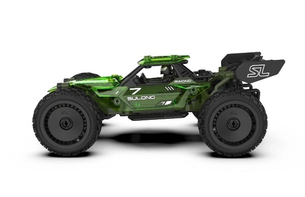 Avto RC buggy plast 22 cm komplet 24MHz na baterije zelene v škatli 34x25x7cm