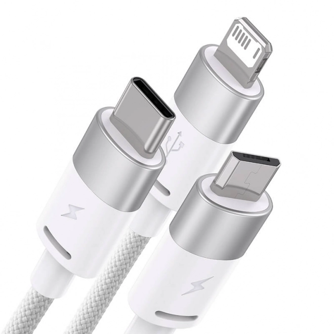 Kabel 3v1 USB Baseus serije StarSpeed, USB-C + mikro + Lightning 3,5A, 1,2 m (bel)