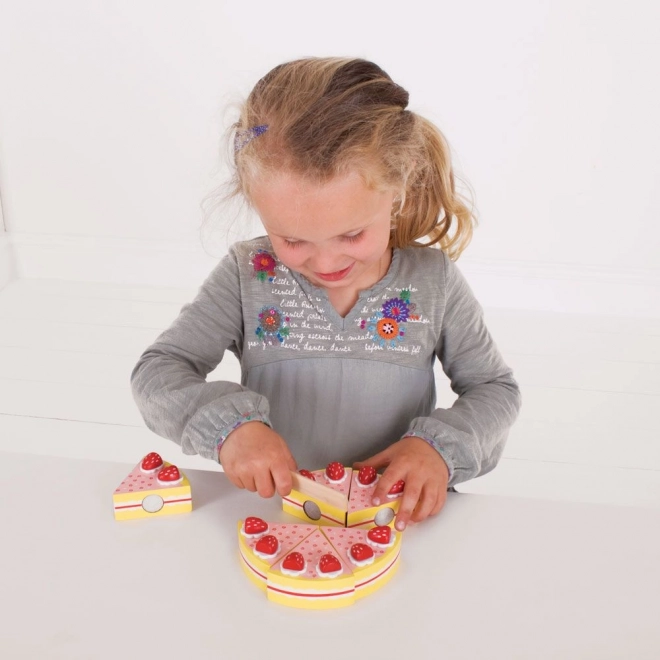 Bigjigs Toys Leseni rezalni kolač z jagodami