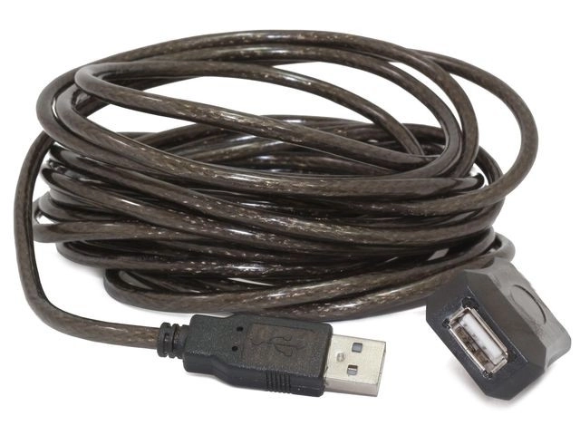 Raztegljiv USB 2.0 kabel tipa AM-AF 5m aktivni črn
