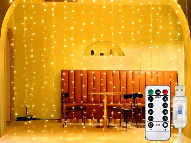 Božični svetlobni obešalnik 300 LED tople bele USB