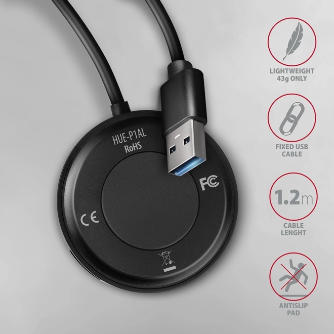 USB razdelilnik 4 vrata USB 3.2 Gen 1 okrogel