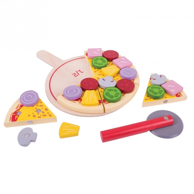Bigjigs Toys Lesena pizza za rezanje
