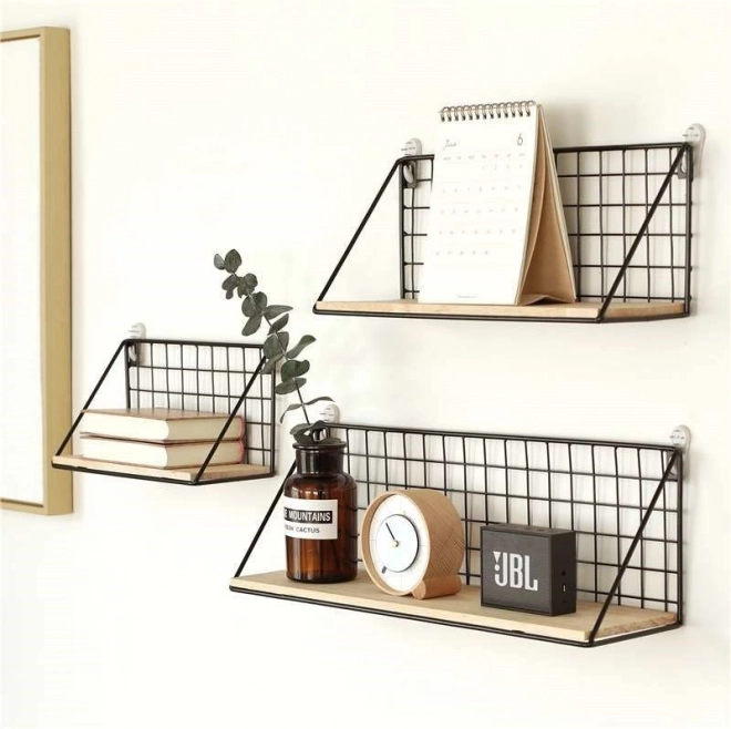 Stenska polica LOFT stil 29,5 cm- črna