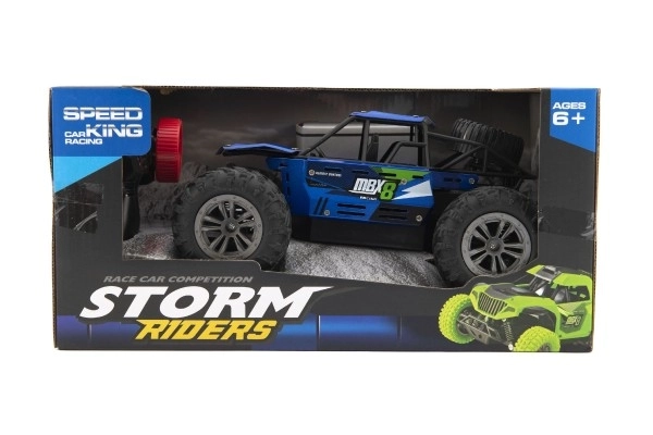 Auto RC buggy terenski modri 22cm plast 2,4GHz na baterije + polnilni paket v škatli 32x16x18cm