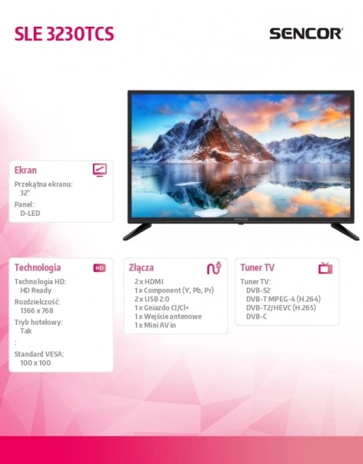 Televizor Sencor 32" HD Ready s tehnologijo D-LED