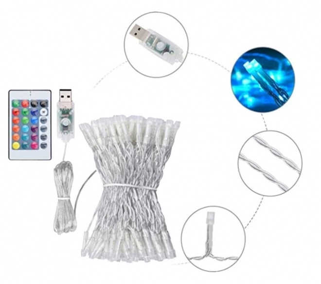 LED barvna zavesa z lanternami - 3m, 200 LED