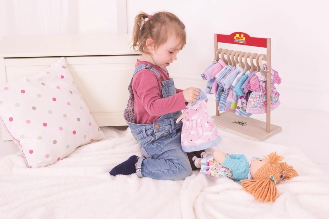 Bigjigs Toys Turkizne oblekce s puloverjem za punčko 38 cm