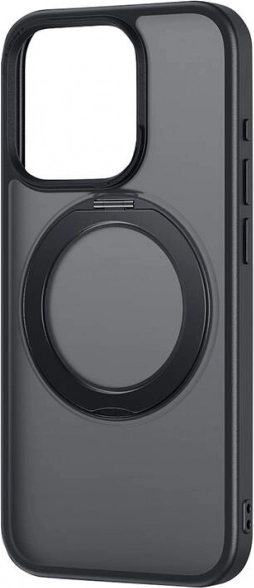 Ovitak za telefon s stojalom Baseus SkyRing 360° za iPhone 15 + kaljeno steklo in čistilni set (črn)