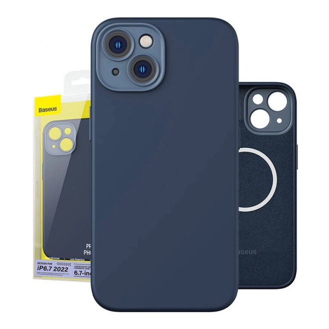 Magnetno ohišje in komplet kaljenega stekla za iPhone 14 Plus - Baseus Liquid Silica modra