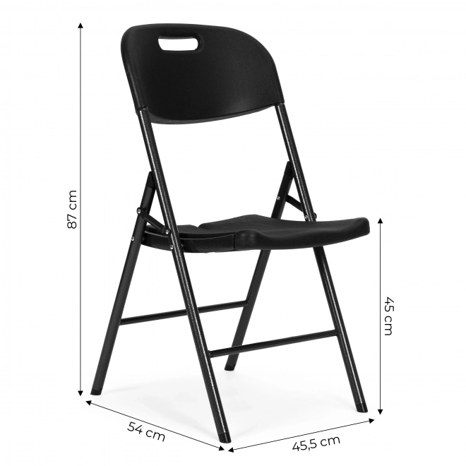 Set 2 zložljivih stolov ModernHome, kovinska konstrukcija, HDPE, črna