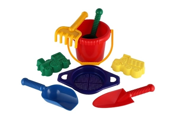 Vedro s cedilom lopatka trgovska lopatka grabljice plastika v mreži 20x28x12cm 12m+