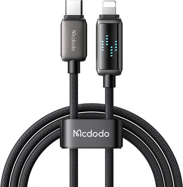 Polnilni kabel Mcdodo z USB‑C in Lightning priključkom ter LED zaslonom