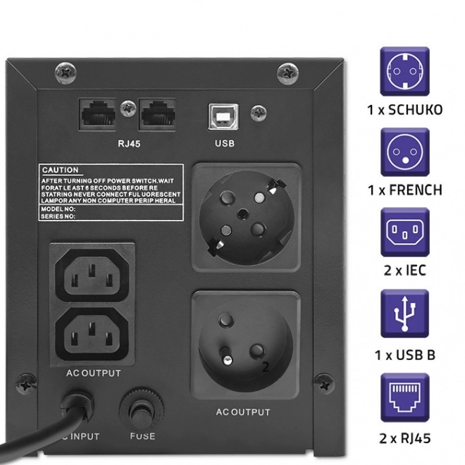 Rezervno napajanje Qoltec UPS 2000VA 1200W z LCD in USB