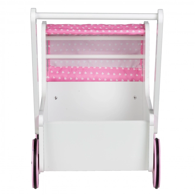 EcoToys Leseni voziček za punčke Pink Heart
