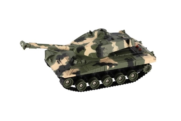 Tank RC plast 27cm 27MHz na baterije + polnilni paket z zvokom v škatli 37x17x19cm