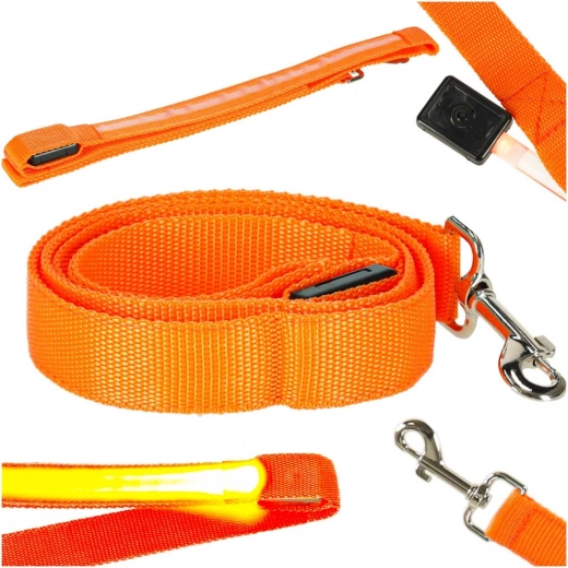 svetleči povodec za pse z LED, 120 cm, oranžen