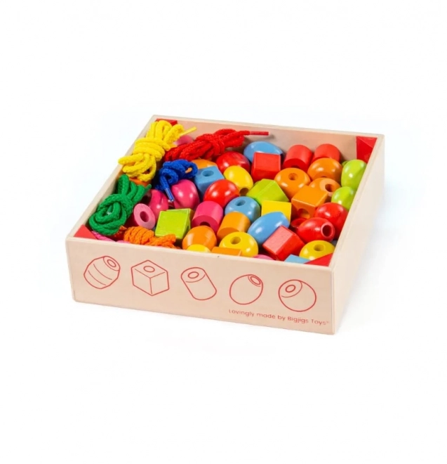 Bigjigs Toys Leseni biseri v posodi
