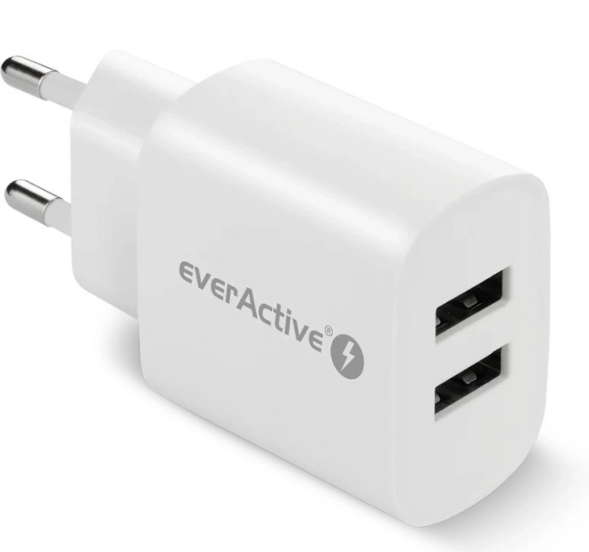 Polnilnik v omrežje 2X USB 2,4A bel