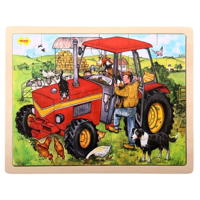 Bigjigs Toys Lesena sestavljanka traktor 24 kosov