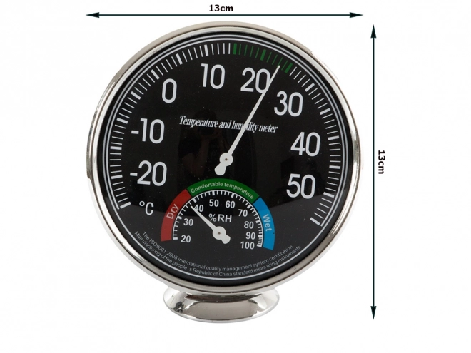 Sobni analogni higrometer in termometer črn