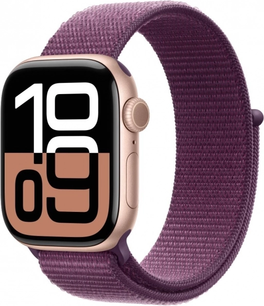 Watch Series 10 GPS, rožnato zlata 42 mm aluminijasto ohišje s slivno sivo športno paščkom