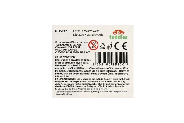 Letalo na elastiko plast 25x14cm 2 barvi na kartici 21x25x4cm