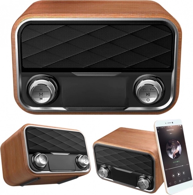 Brezžični retro zvočnik z FM radiem, Bluetooth in AUX