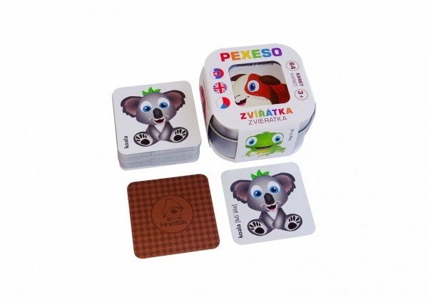 Pexeso Živalice 64 kartic v pločevinasti škatlici 6x6x4cm Hmatak