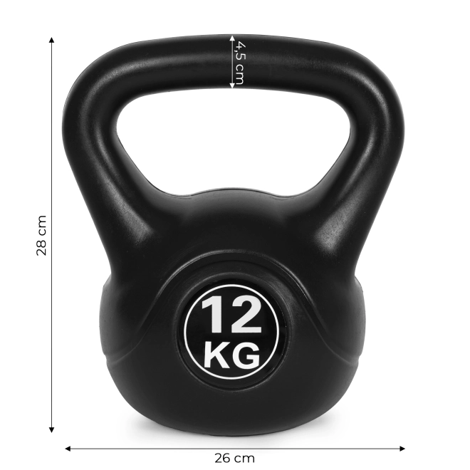 Kettlebell za vadbo črna - 12 kg