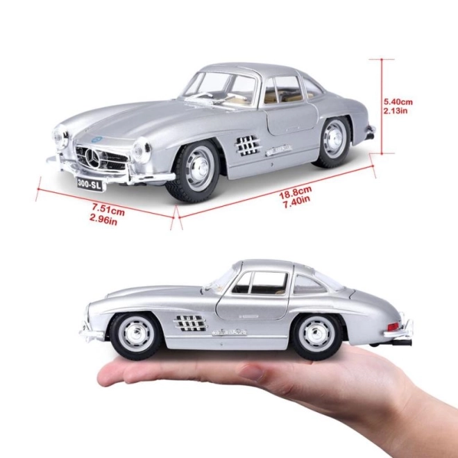 Bburago 1:24 Mercedes Benz 300SL srebrna 18-22023