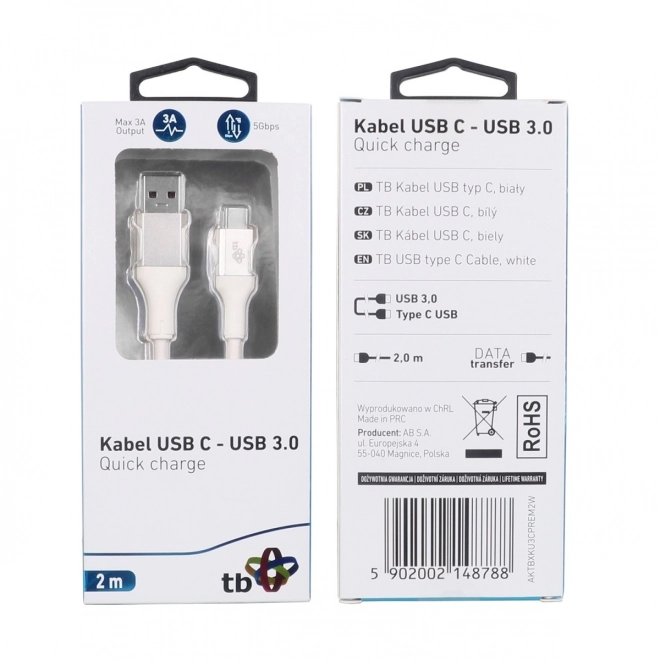 Beli USB 3.0 - USB C kabel 2m PREMIUM 3A TPE