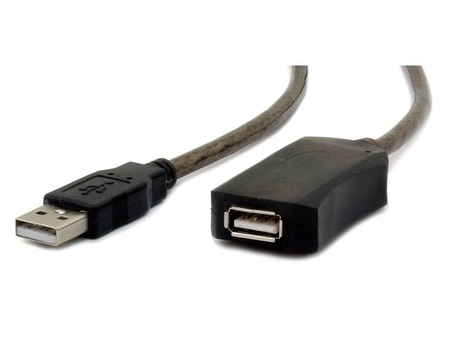Raztegljiv USB 2.0 kabel tipa AM-AF 5m aktivni črn