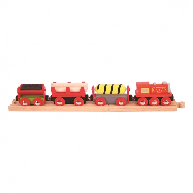 Bigjigs Rail Tovorni vlak rdeč + 3 tračnice
