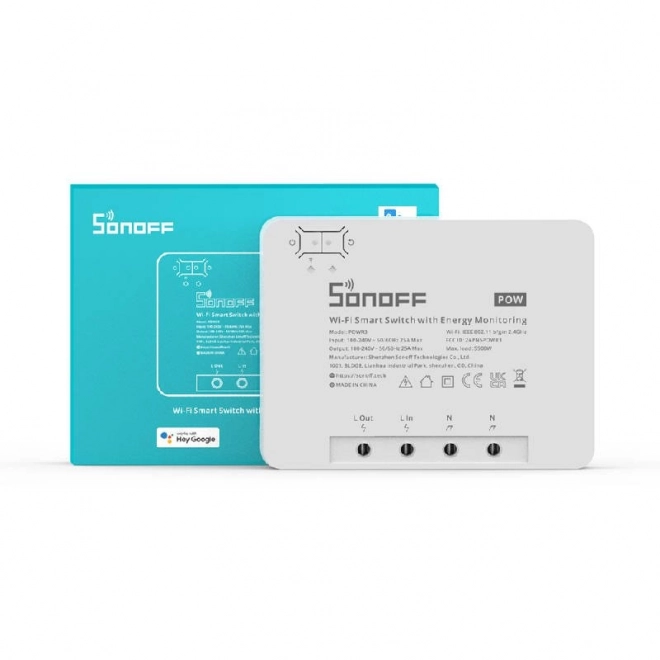 Pametno Wi-Fi stikalo s spremljanjem porabe energije Sonoff POWR3 (25A/5500W)