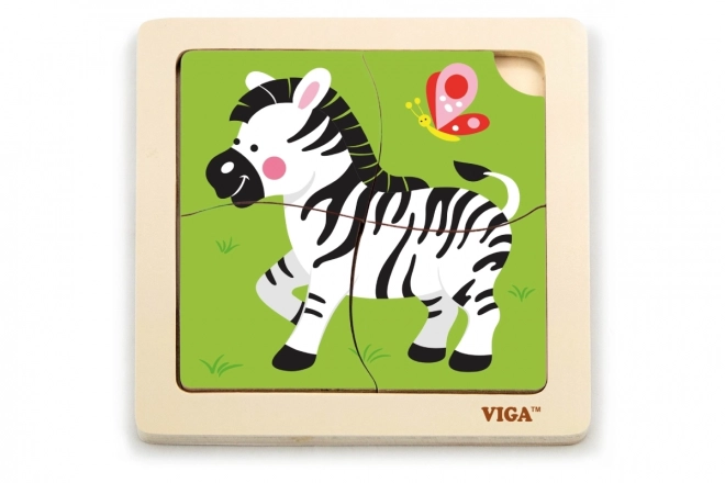 Lesena sestavljanka 4 deli - zebra