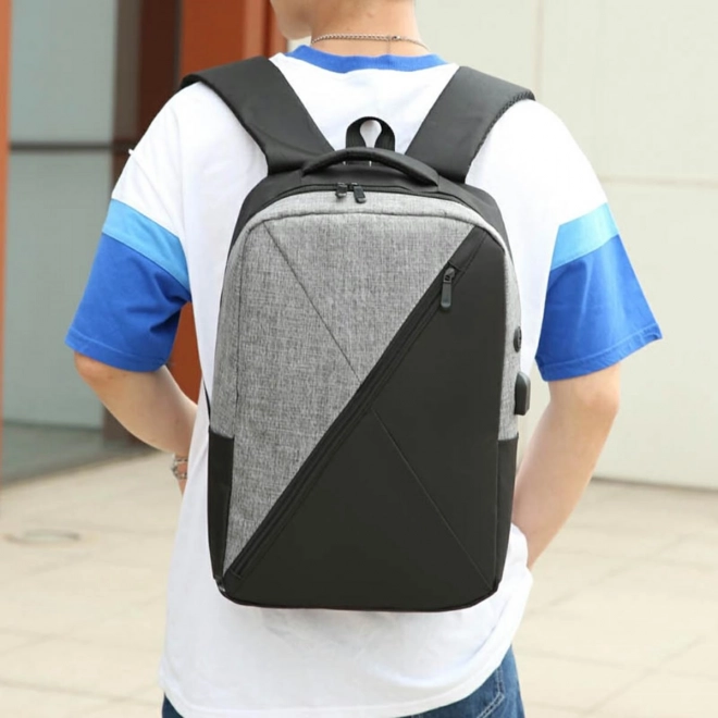 Komplet 3v1 siv nahrbtnik, torba in etui