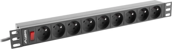 rackovna napajalna letev PDU 19" 1U 16A, 9 vtičnic FR, 230 V, kabel 3 m, črna